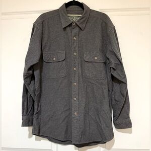 Field & Stream Flannel Shirt Mens L Shacket Chamois Button Down Dark Grey VTG